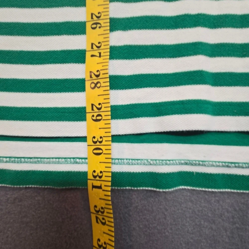 Polo Ralph Lauren Mens XL Green White Striped Short Sleeve Cotton Polo Shirt‎